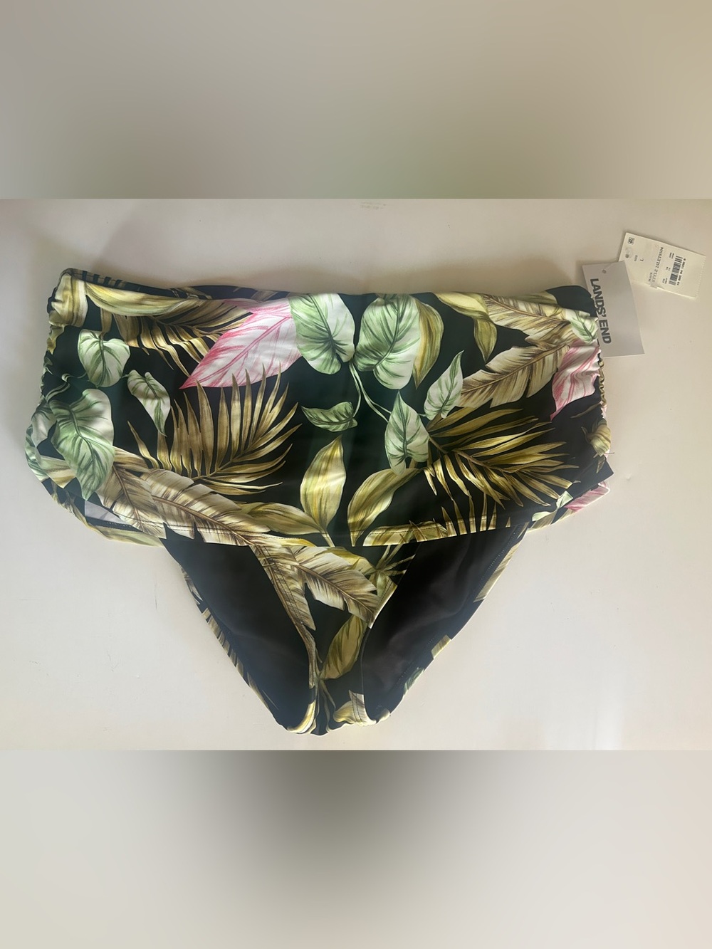 Women’s High Waisted Swim Bottom sz L Palm Leaf Pattern